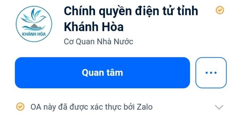 Trang Zalo “Chính quyền điện tử tỉnh Khánh Hòa”.