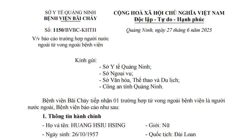 Du khách nước ngoài đột ngột mất ý thức rồi tử vong tại Quảng Ninh.