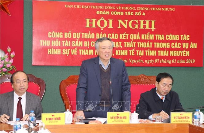 Ông Nguyễn Hòa Bình, Chánh án Tòa án nhân dân tối cao, Ủy viên Ban Chỉ đạo Trung ương về PCTN, chủ trì cuộc làm việc.