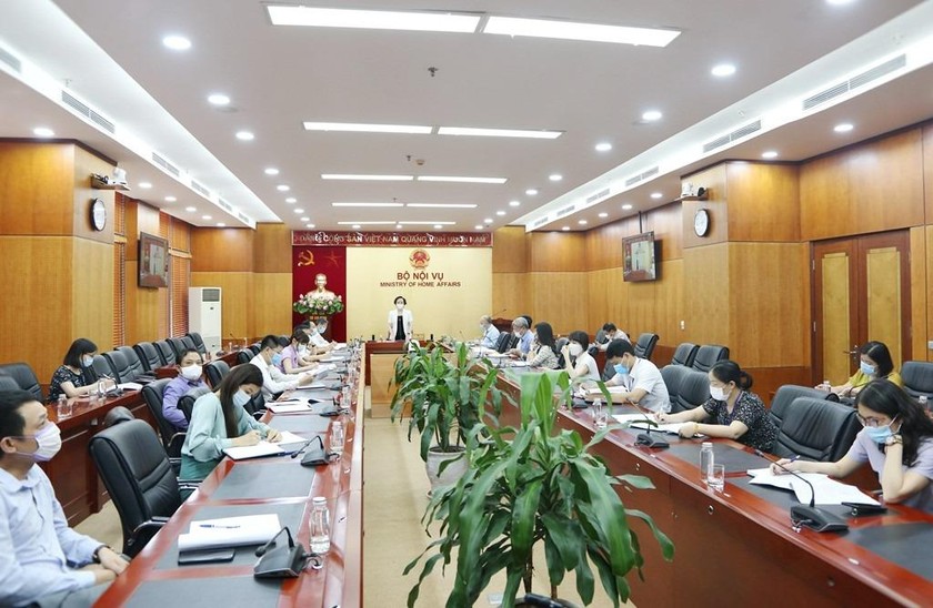 Hội nghị tại điểm cầu Bộ Nội vụ.