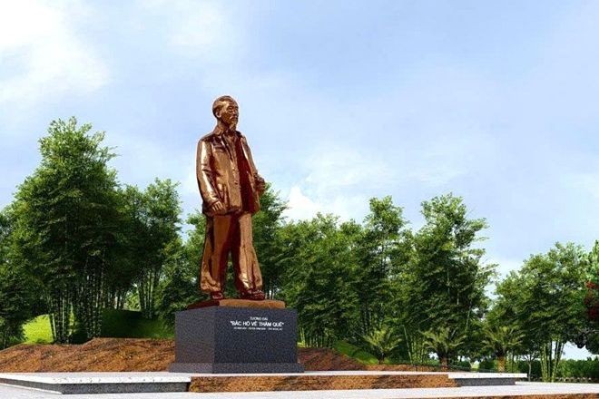 Tượng đài Bác Hồ về thăm quê tại xã Kim Liên (huyện Nam Đàn, Nghệ An) sẽ được khánh thành trong dịp khai mạc Lễ hội Làng Sen năm 2025. Ảnh: Quang Đại