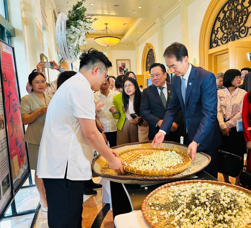 Các đại biểu tại không gian văn hóa “Trà hài hòa thế giới - Nhã tập năm 2025” (Ảnh: T.D)