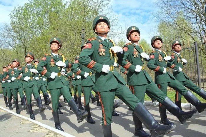 Đoàn Quân đội nhân dân Việt Nam đang tích cực rèn tập để tham gia duyệt binh tại Quảng trường Đỏ. Ảnh: Quân Đội Nhân Dân.