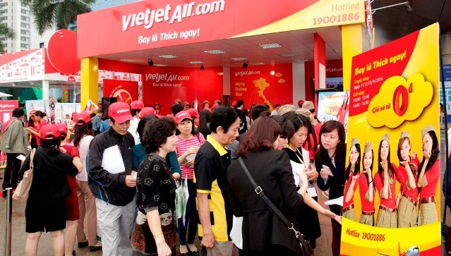 Gian hàng Vietjet với hàng ngàn Vé máy bay giá từ 0 đồng 
