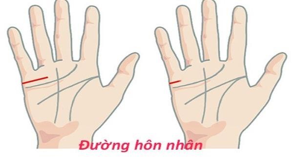 Vị trí đường hôn nhân trên tay. 