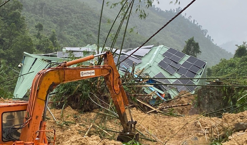 Hiện trường vụ sạt lở tại nhà máy thủy điện Kà Tinh, huyện Trà Bồng (Quảng Ngãi).