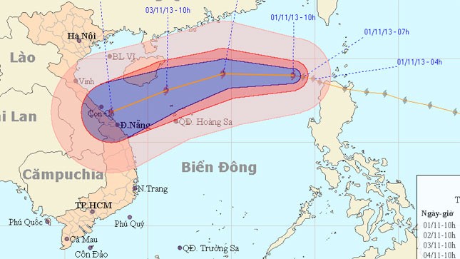 Vị trí và đường đi của bão số 12 lúc 10h hôm nay.