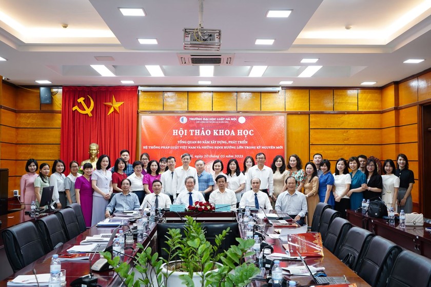 Các đại biểu tại Hội thảo trọng điểm với chủ đề "Tổng quan 80 năm xây dựng, phát triển hệ thống pháp luật Việt Nam và những định hướng lớn trong Kỷ nguyên mới”.