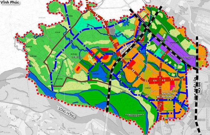 Mô hình các trục giao thông trên địa bàn huyện Mê Linh. Ảnh Internet.