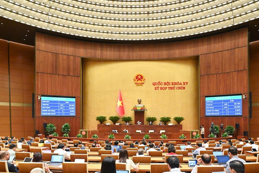 Ngày 14/6/2025, tại Kỳ họp thứ 9, Quốc hội khóa XV, các đại biểu Quốc hội đã biểu quyết thông qua Luật Công nghiệp Công nghệ số (CNCNS) với 441/445 đại biểu tán thành. (Ảnh: Bộ KH&CN)