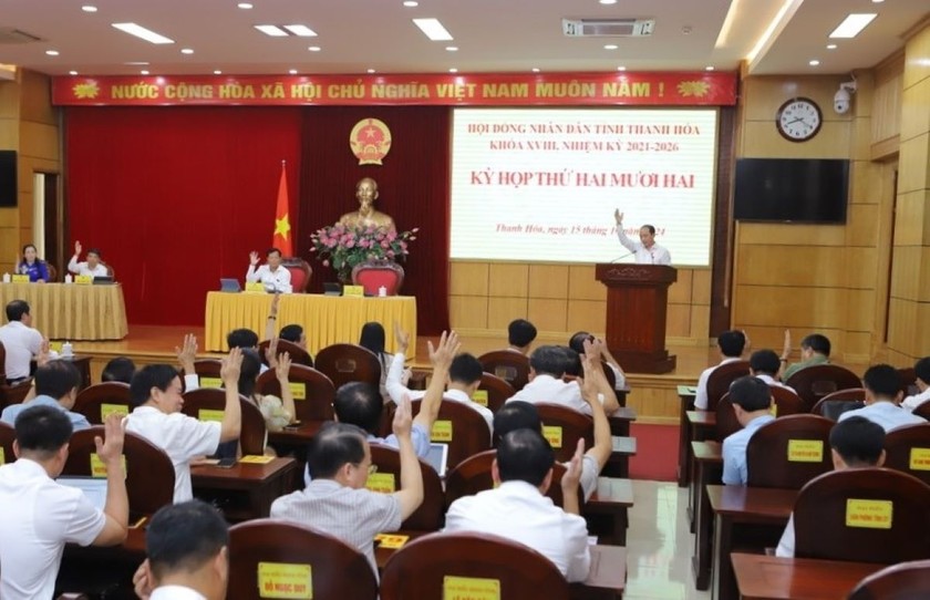 Kỳ họp thứ 22, khóa XVIII (nhiệm kỳ 2021 - 2026) HĐND tỉnh Thanh Hóa. Ảnh: Minh Hiếu