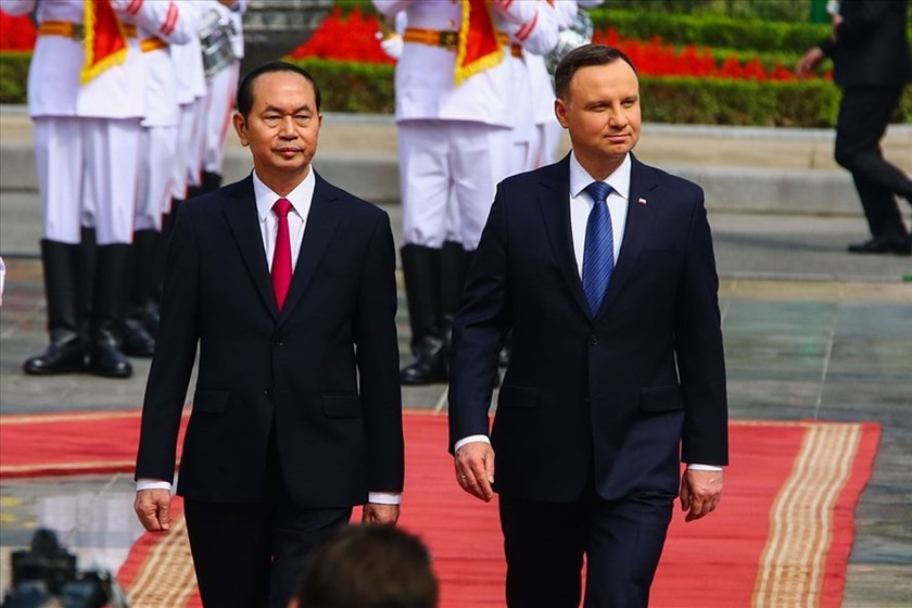 Chủ tịch Nước Trần Đại Quang và Tổng thống Ba Lan Andrzej Duda. Ảnh: Sơn Tùng