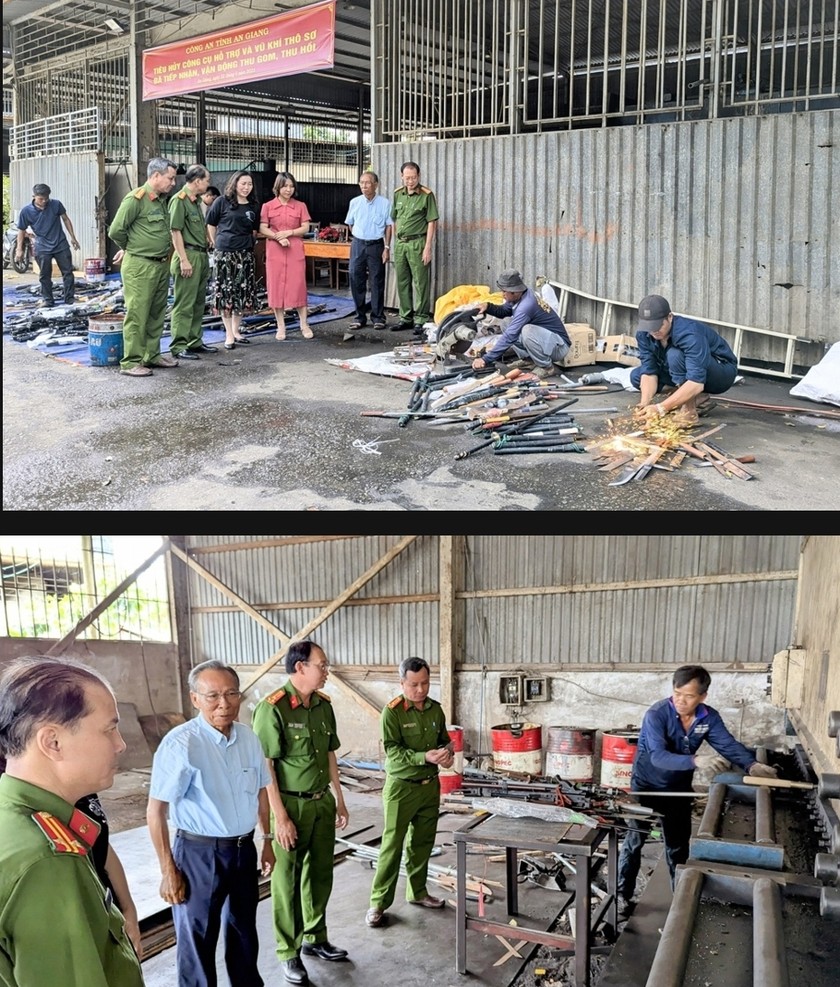 Hội đồng tiêu hủy giám sát việc tiêu hủy công cụ hỗ trợ, vũ khí thô sơ