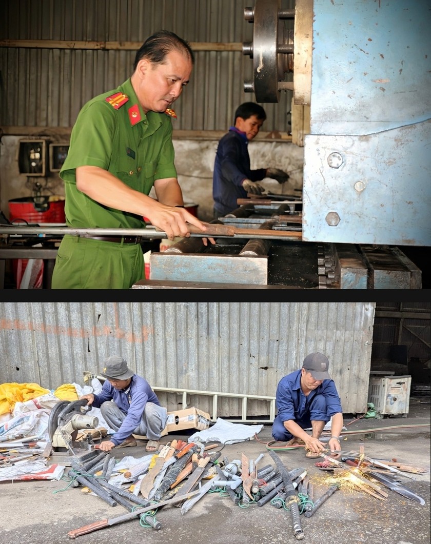 Cắt nhỏ, dập nát các vũ khí thô sơ, làm mất tính năng, tác dụng