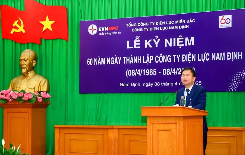 Ông Trần Mạnh Sỹ, Giám đốc Công ty Điện lực Nam Định phát biểu